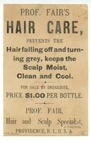 Prof. Fair's Hair Care [from verso]