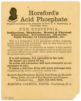 Horsfords Acid Phosphate for Mental & Physical Exhaustion, Dyspepsia, &c.: It Makes a Delicious Drink with Water & Sugar Only