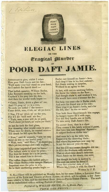 10. Elegiac lines on the tragical murder of poor Daft Jamie