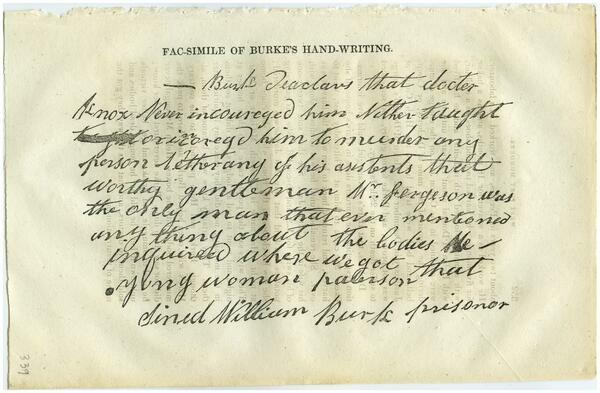 Facsimile of Burke's Handwriting