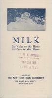 Milk: Its Value to the Home, Its Care in the Home